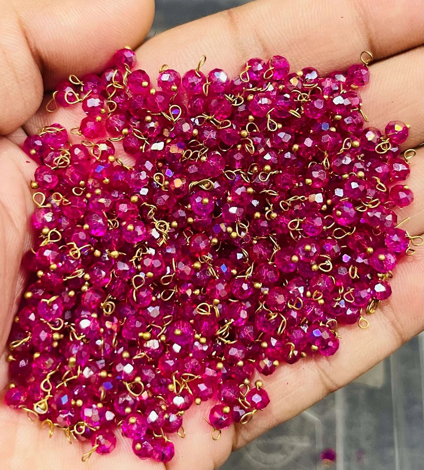 Ready loreal crystal 4mm  50 grams dark pink